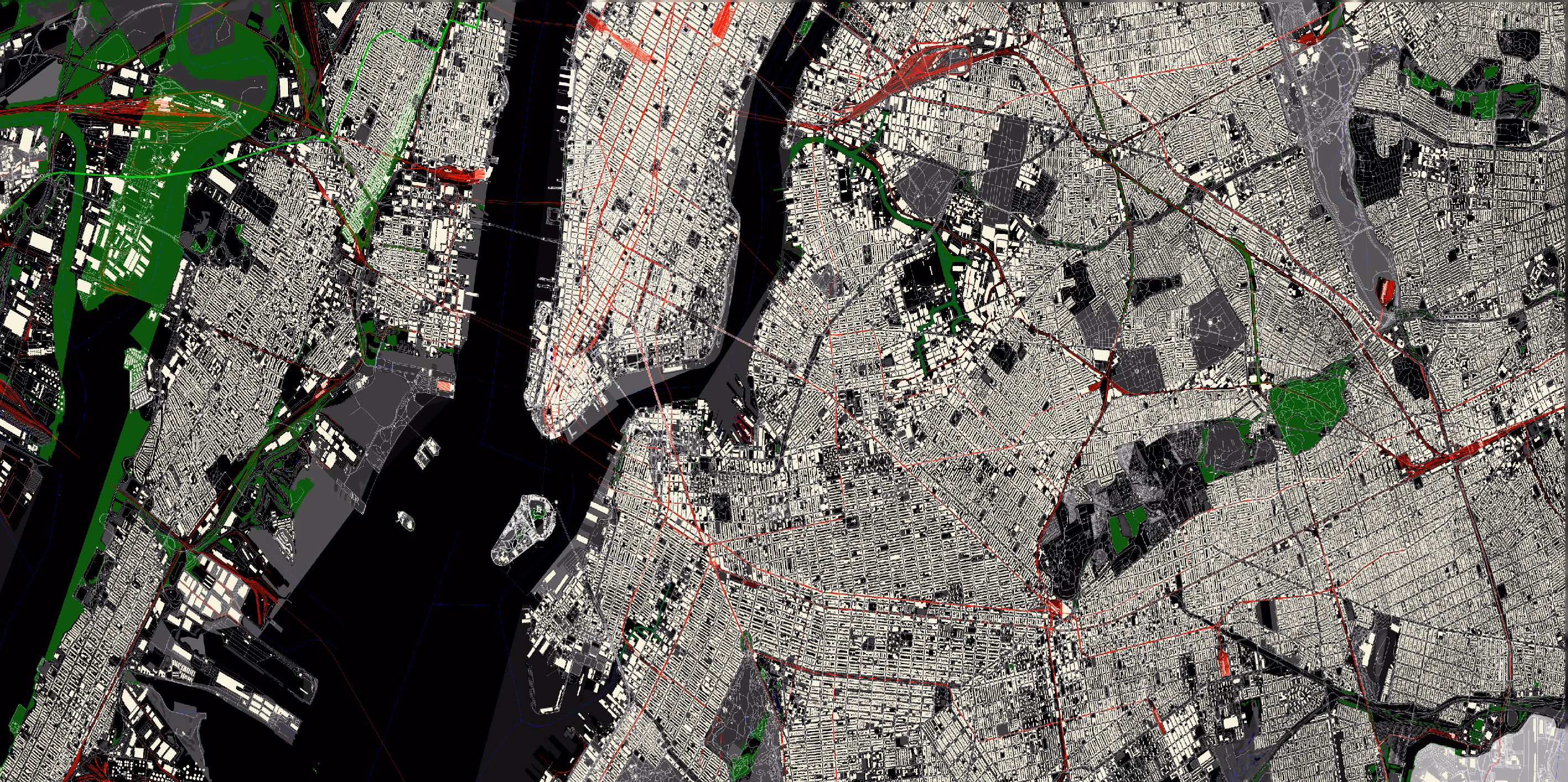 Full New York City map showing multiple airports and detailed infrastructure